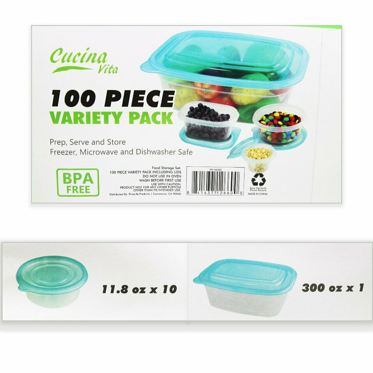 RM-7 Cucina Vita BPA Free 100 Piece Variety Pack 50 Containers & Lids 