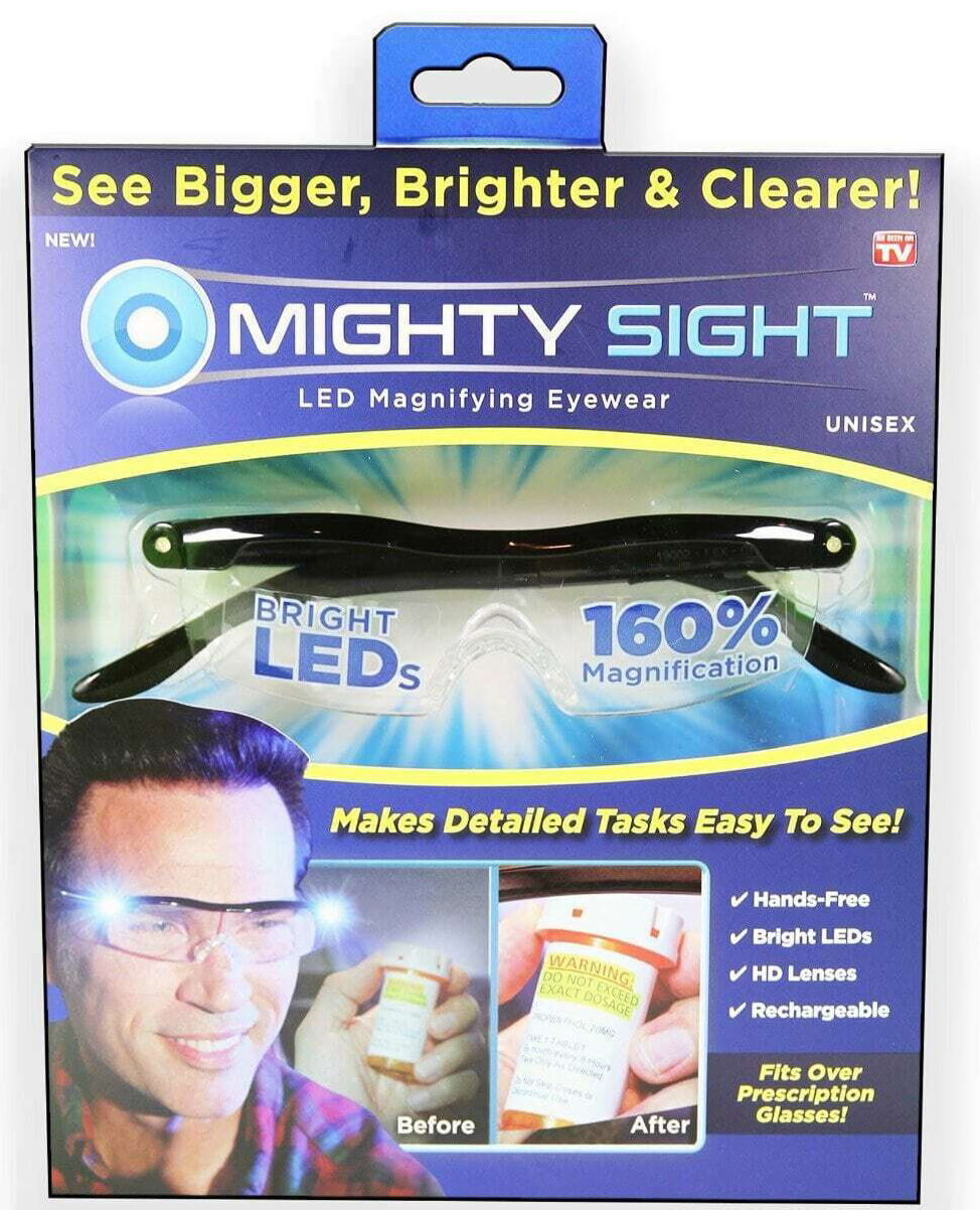 Mighty Sight LED Magnifying Glasses Fits over Prescription Eyewear, as Seen  On TV