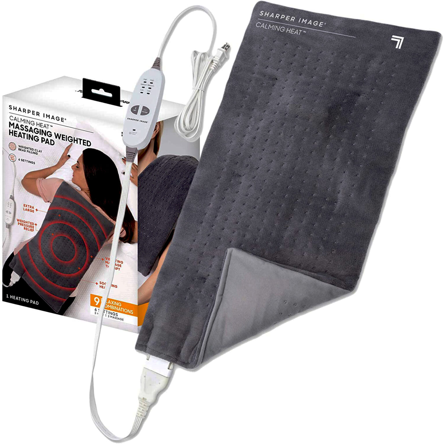 SHARPER IMAGE CALMING WEIGHTED HEATED PAD Best Of As Seen On TV
